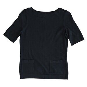 Talbots Blouse Womens S Black Top With Pockets Work